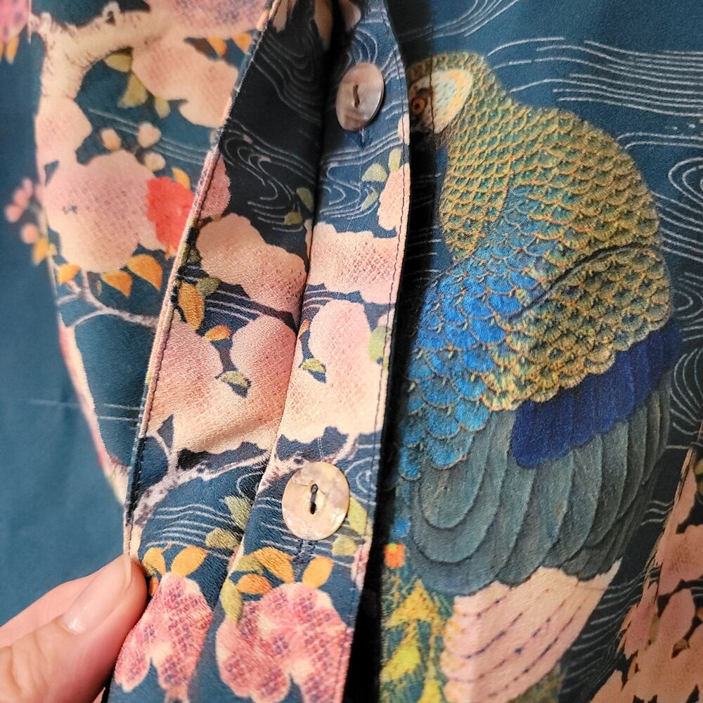 Citron Santa Monica Bonsai Peacock Printed Blouse 3X - Picture 4 of 7